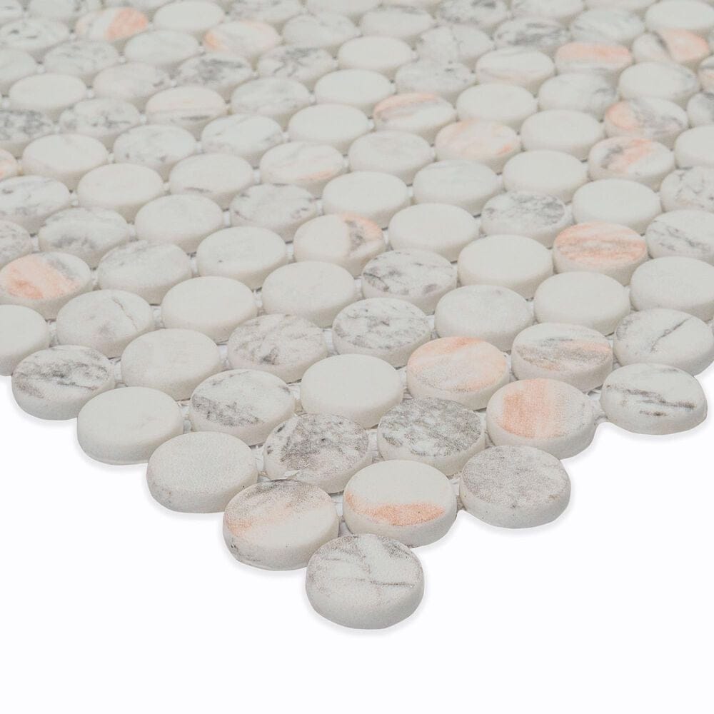 MS International Briar Rosa 12&quot; x 12&quot; Penny Round Glass Mosaic Sheet, , large