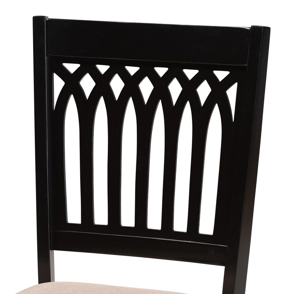 Baxton Studio Genesis Side Chair with Beige Cushion in Dark Brown (Set of 2), , large