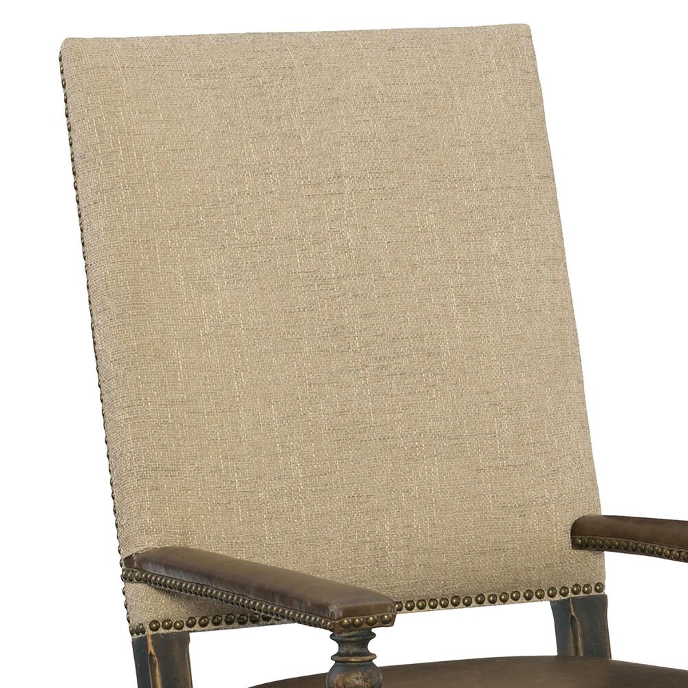 Hooker Furniture Hill Country Arm Chair with Brown and Beige Cushion in Anthracite Black &#40;Set of 2&#41;, , large