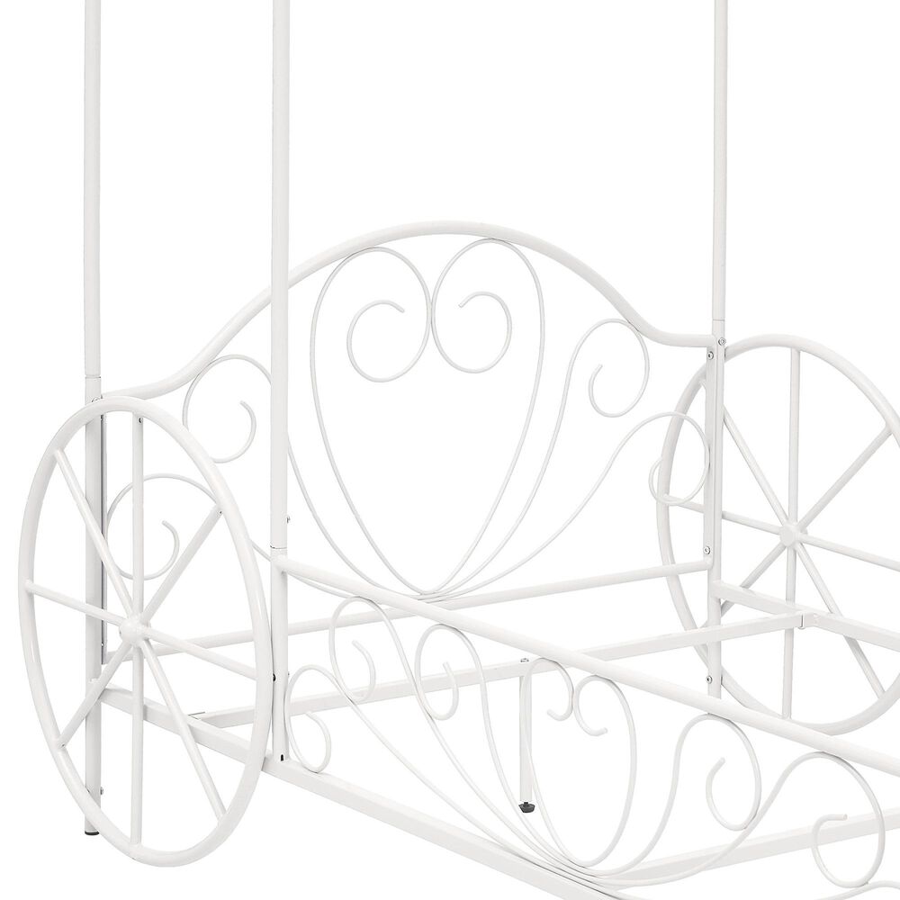 Furniture of America Carriage Twin Canopy Bed in White, , large