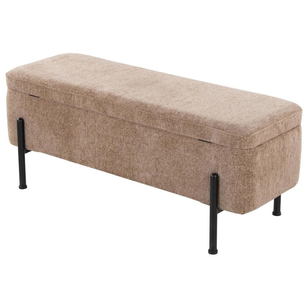 Lumisource Daniella Storage Bench with Brown Cushion in Black, , large