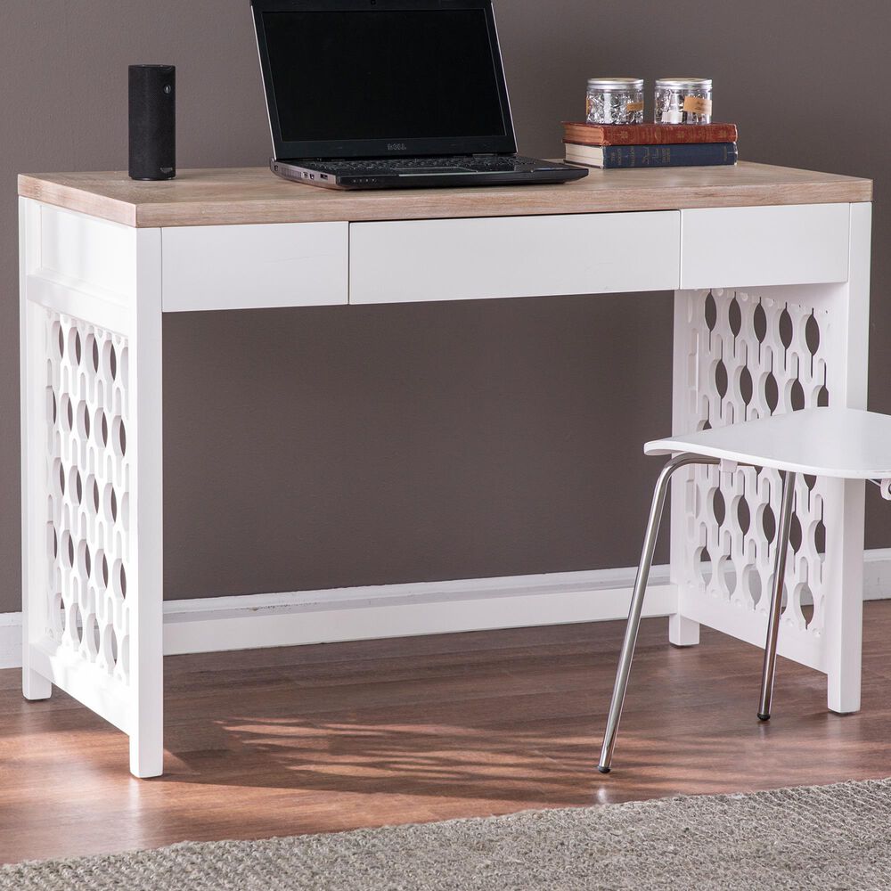 Southern Enterprises Wayliff Writing Desk in Natural and White, , large