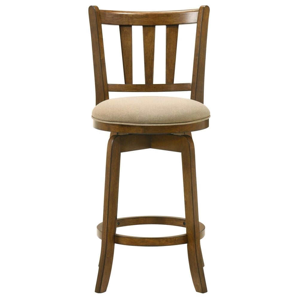 Armen Living Wren Swivel Counter Height Stool with Light Scone Upholstery in Sepia Brown, , large