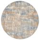 Nourison Rush 6" Round Blue and Beige Area Rug, , large