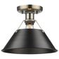Golden Lighting Orwell AB Flush Mount in Aged Brass with Black Shade, , large