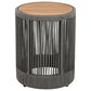 Hearth and Haven 2-Piece Outdoor Coffee Table and Side Table Set with Woven Rope Design in Grey and Teak, , large