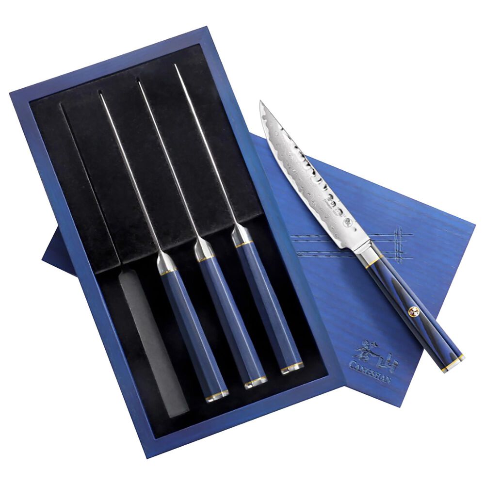 Cangshan Kita 4-Piece Fine Edge Steak Knife Set in Blue and Black, , large