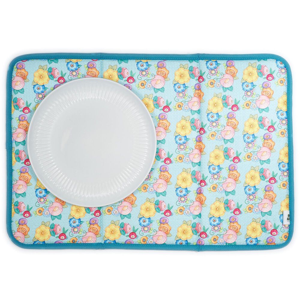 Once Again Home Wildflower Garland Drying Mat in Light Blue, , large