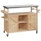HOMLUX 50" Outdoor Kitchen Island in Natural and Stainless Steel, , large