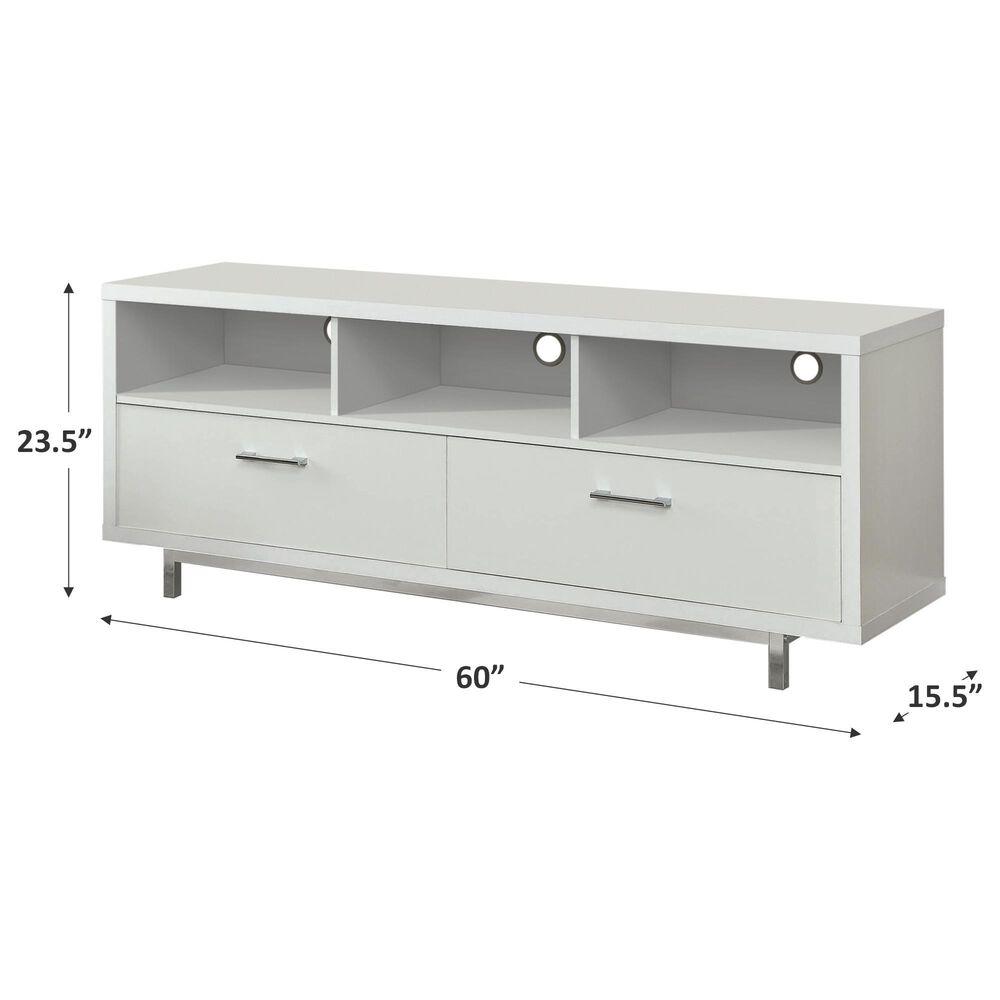 Pacific Landing TV Console with Metal Base in White, , large