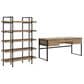 Ashley Montia 2-Piece Desk and Bookcase Set in Light Brown and Gunmetal Gray, , large