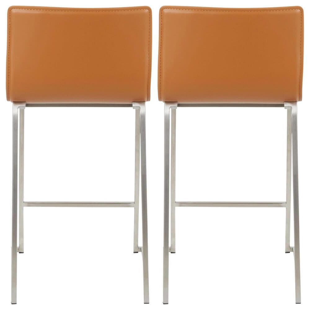 Lumisource Mara Counter Stool with Camel Cushion in Stainless Steel &#40;Set of 2&#41;, , large