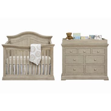 Sorelle Furniture Providence Crib with Dresser and Changer Top 3 Piece Nursery Set in Heritage Fog, , large