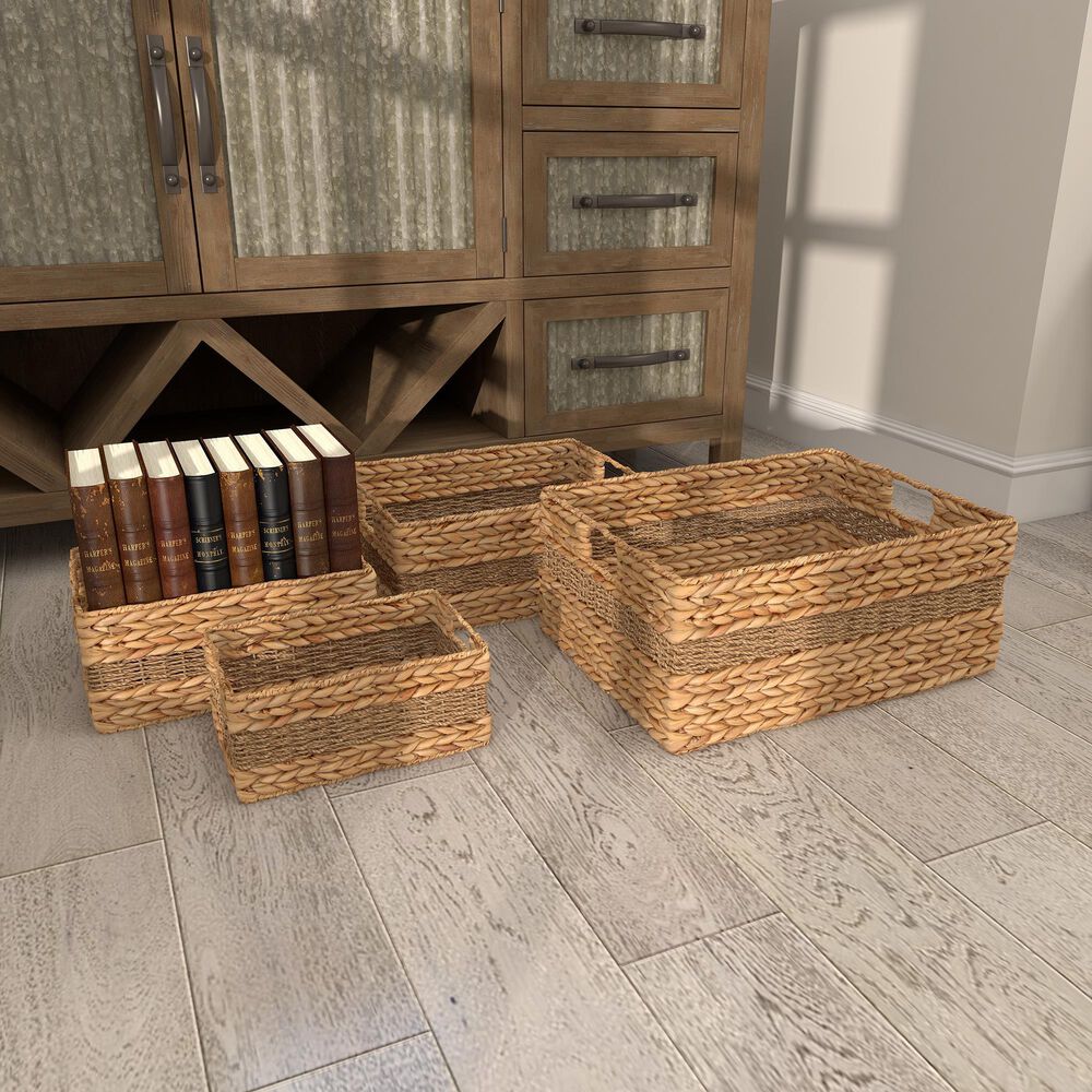 Maple and Jade Coastal Storage Basket in Light Brown &#40;Set of 4&#41;, , large