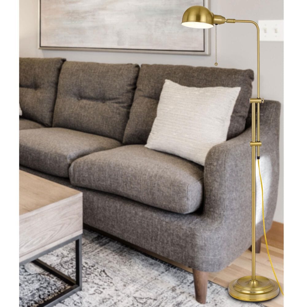 Cal Lighting Croby Pharmacy Adjustable Floor Lamp in Antique Brass, , large