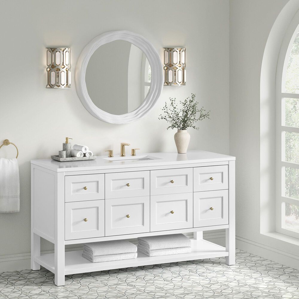 James Martin Terra 30&quot; Round Mirror in Limestone, , large