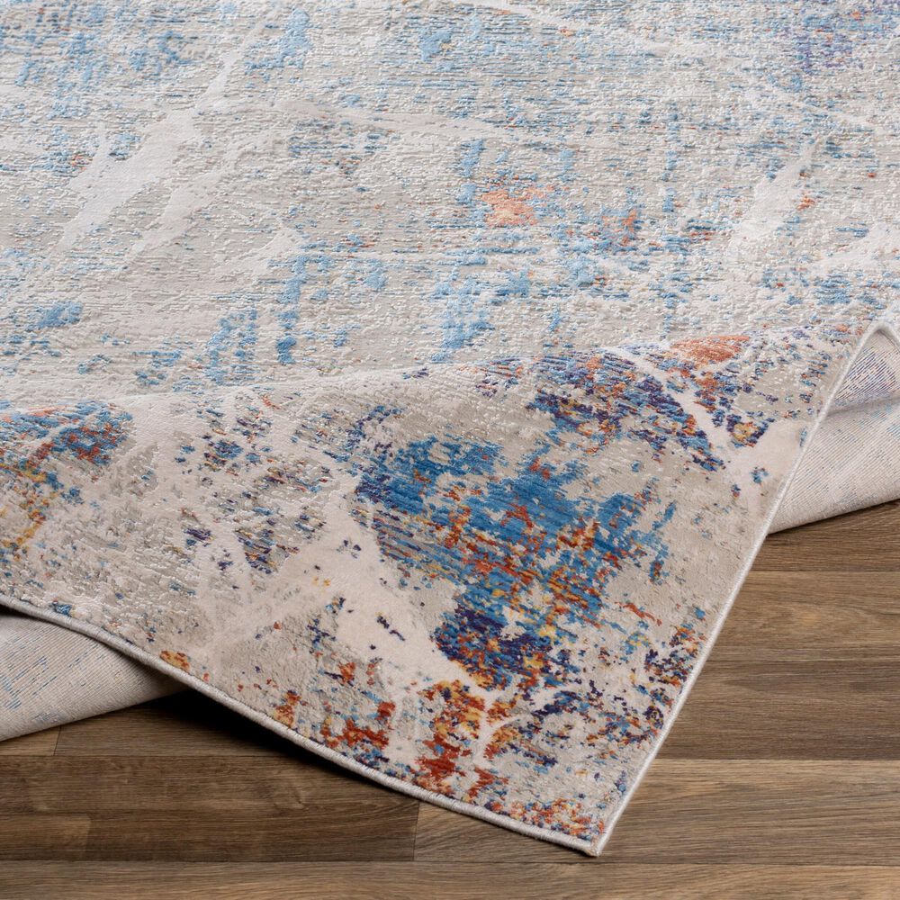 Surya Aisha 2&#39; x 3&#39; Blue, Off-White, Taupe, Dark Purple and Burnt Orange Area Rug, , large