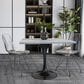 Leisuremod LeisureMod Verve Collection 36 Square Dining Table, Black Base with Laminated White Marbleized Top, , large