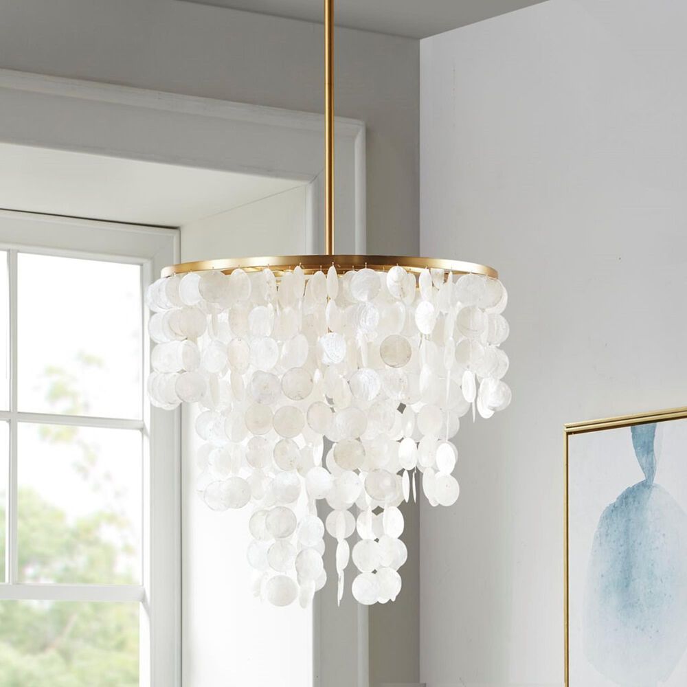 Hampton Park Isla Layered Capiz Chandelier in Gold, , large