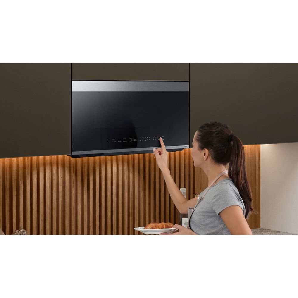 Samsung Bespoke 2-Piece Kitchen Package with 6.3 Cu. Ft. Convection Slide-In Induction Range and 2.1 Cu. Ft. Fingerprint Resistant Over-the-Range Microwave in Stainless Steel, , large