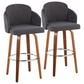 LumiSource Dahlia Swivel Bar Stool with Grey Upholstery in Walnut and Chrome (Set of 2), , large