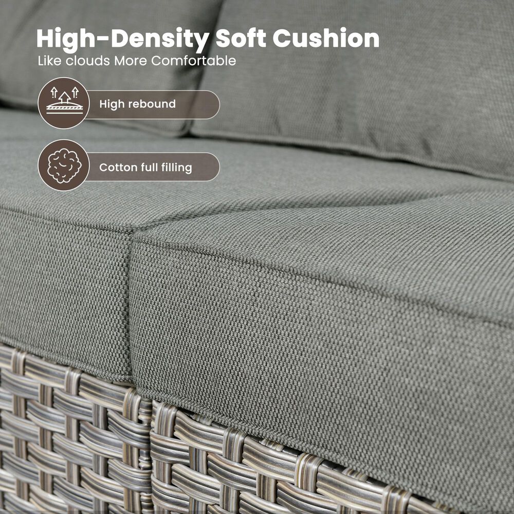 HOMLUX Outdoor Wicker Conversation Sofa in Dark Gray, , large