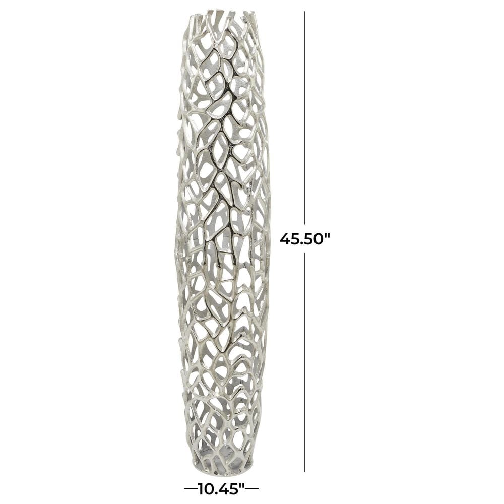 Maple and Jade 45&quot; Cutout Coral Decorative Vase in Satin Silver, , large