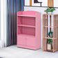 HOMLUX 4-Tier Bookshelf with 2-Door Storage Cabinet in Pink, , large