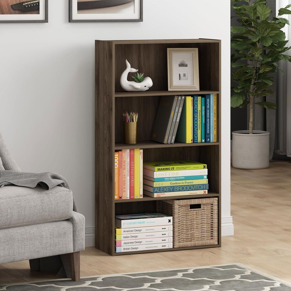 HOMLUX 4-Tier Open Shelf Bookcase in Columbia Walnut, , large