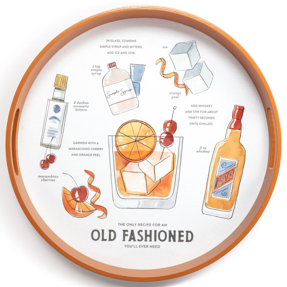 Demdaco Old Fashioned Round Serve Tray in Orange, , large