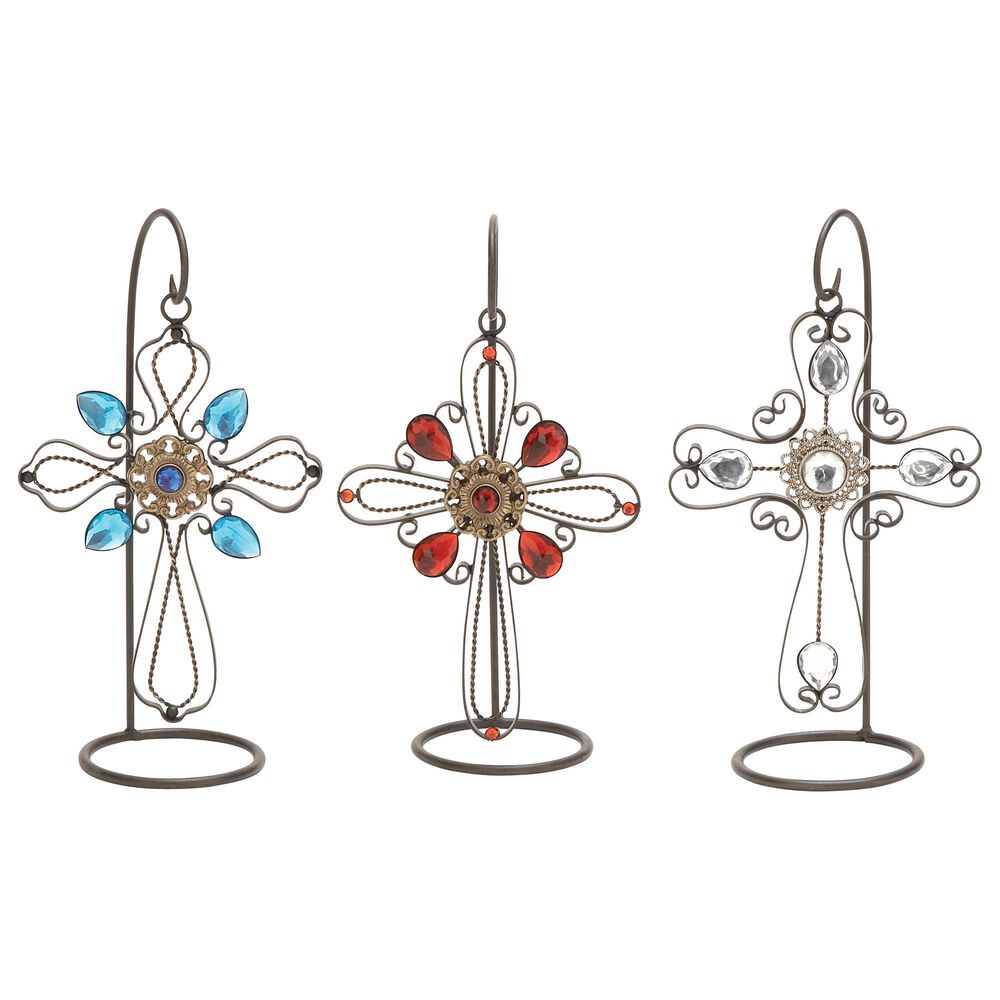 Maple and Jade 10" Crosses with Stands in Multi (Set of 3), , large