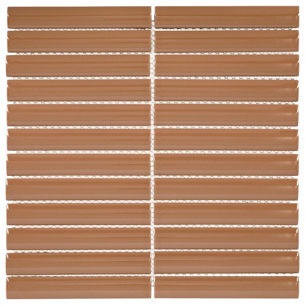 Dal-Tile Artefino Vintage Morganite 1" x 6" Pencil Fluted on 11" x 12" Porcelain Mosaic Sheet, , large