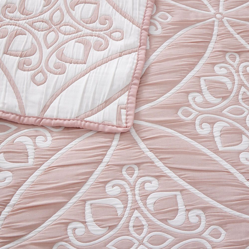 Duke Imports 3-Piece Jacquard Full/Queen Quilt Set in Blush Mandala, , large