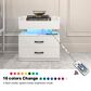 Hearth and Haven 2-Drawer Nightstand with Adjustable LED Strip Light in White, , large