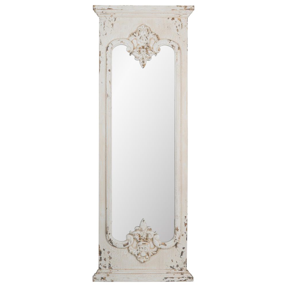 Hearth and Haven Full Length Wall Mirror with Solid Wood Frame in White, , large