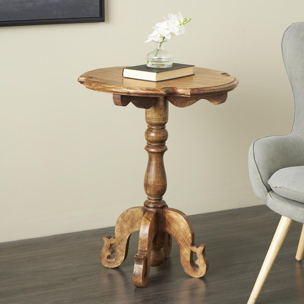 Maple and Jade End Table with Scrolled Legs in Brown, , large