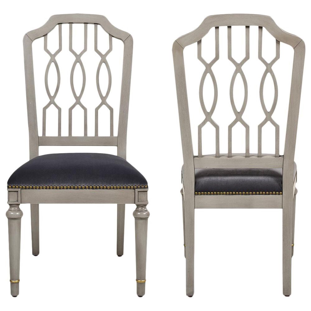 Jennifer Taylor Home Dauphin Dining Side Chair Storm Gray Cushion in