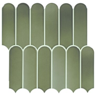 Dal-Tile Artefino Vintage Verdelite 2" x 6" Fish Scale on 12" x 13" Porcelain Mosaic Sheet, , large