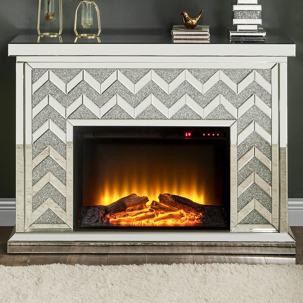 Noralie Fireplace in Mirrored Chevron, , large