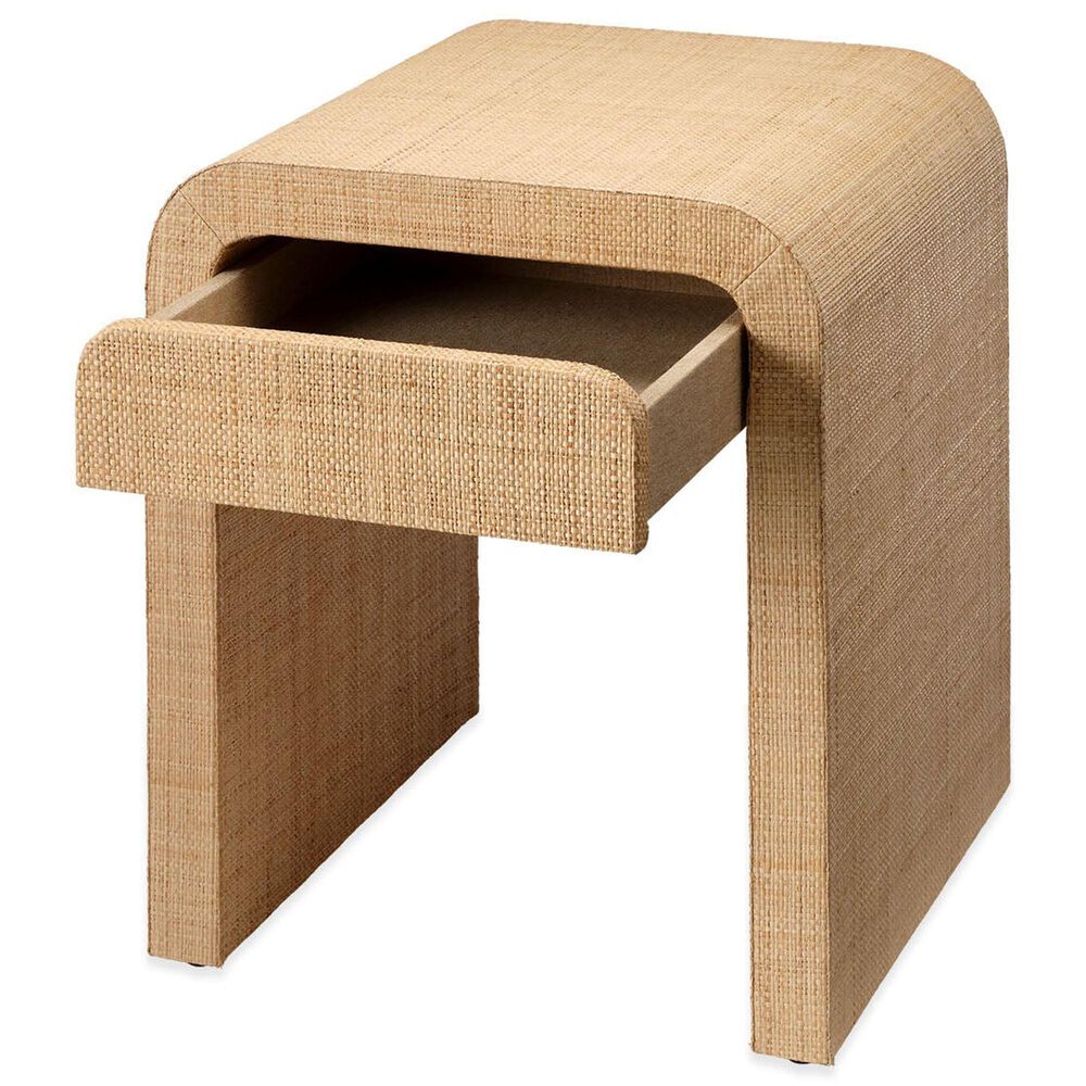 Splendor Living Grantham 1-Drawer Raffia Side Table in Natural, , large