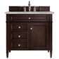 James Martin Vanities Brittany 36" Single Bathroom Vanity in Burnished Mahogany with 3 cm Victorian Silver Quartz Top and Rectangular Sink, , large