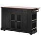 HOMLUX 53" Kitchen Island with Two Tempered Glass Cabinet Door in Black, , large