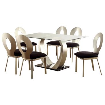 Furniture of America Russell 7-Piece Dining Set in Black, , large