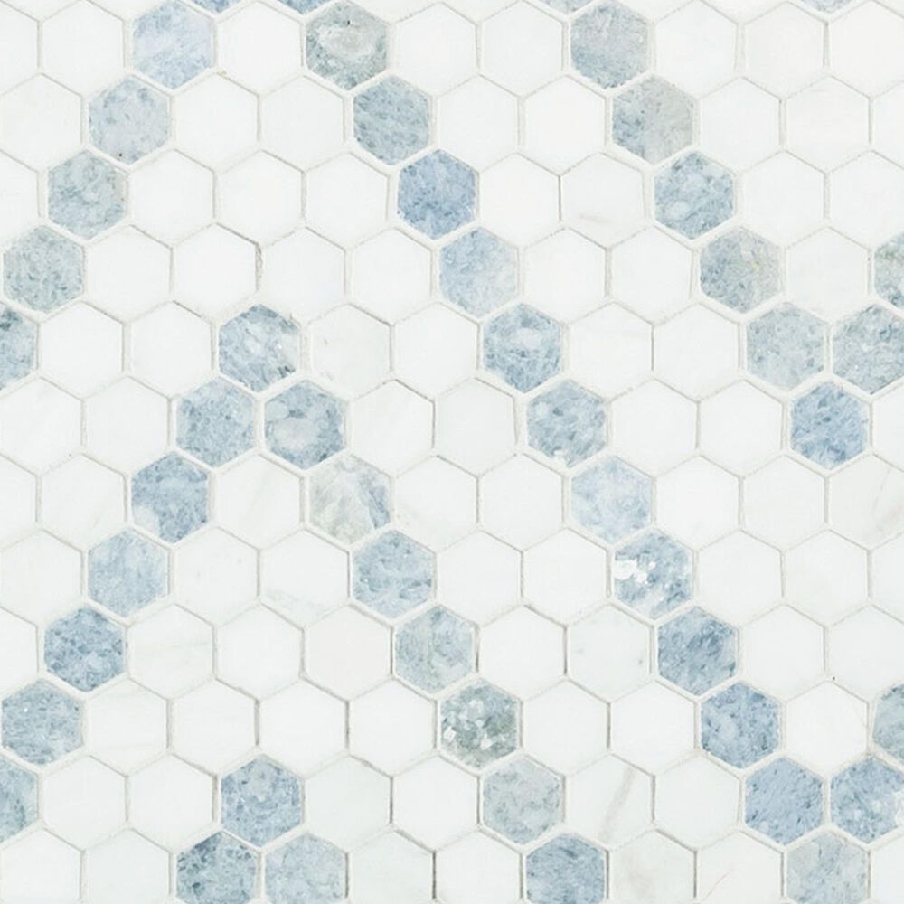 MS International Azula Sazi 1" Hexagon on 11" x 14" Marble Mosaic Sheet, , large