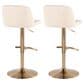 LumiSource Toriano Swivel Adjustable Bar Stool with Cream Faux Leather Upholstery in Gold (Set of 2), , large