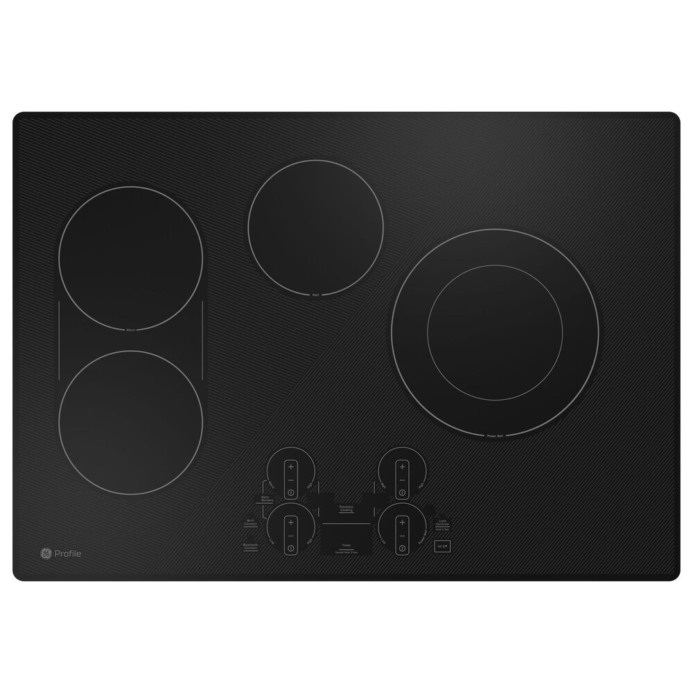 GE Profile 2-Piece Kitchen Package with Stainless Steel 30&quot; Smart Built-In Convection Double Wall Oven and 30&quot; Electric Cooktop in Black, , large