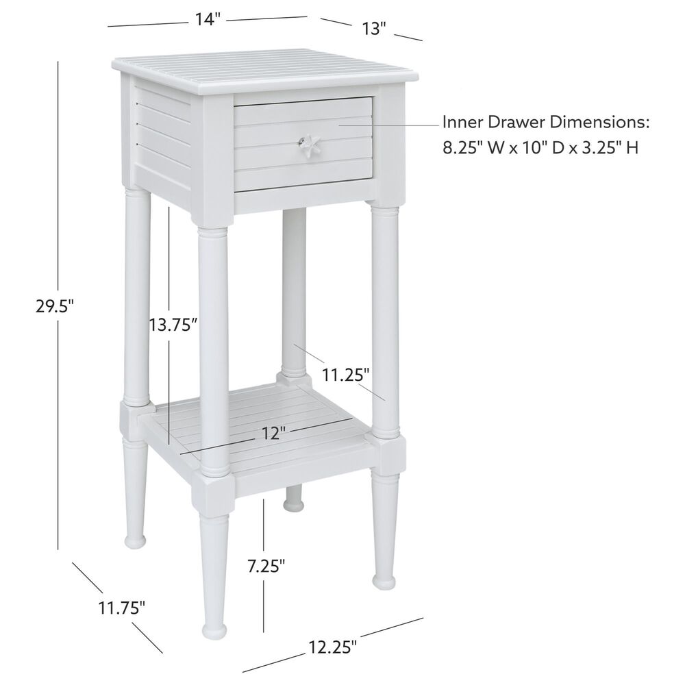 Linon Home Decor Seaboard End Table in White, , large