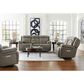 Bassett Evo Leather Recliner Console Loveseat with Power Headrest in Pewter, , large