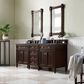 James Martin Vanities Brittany 72" Double Bathroom Vanity in Burnished Mahogany with 3 cm Parisien Bleu Quartz Top and Rectangular Sinks, , large
