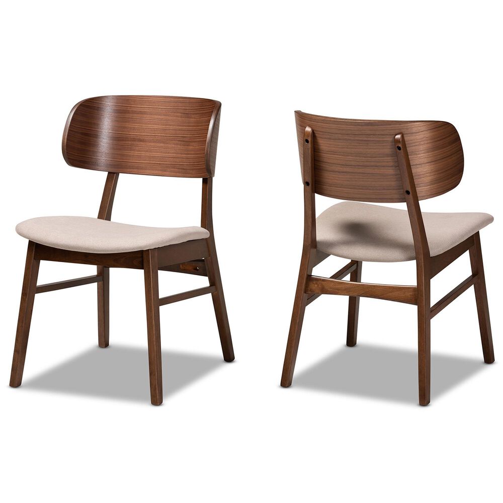 Baxton Studio Alston Side Chair with Beige Cushion in Walnut Brown (Set of 2), , large
